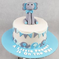 Baby Elephant and Bunting Cake